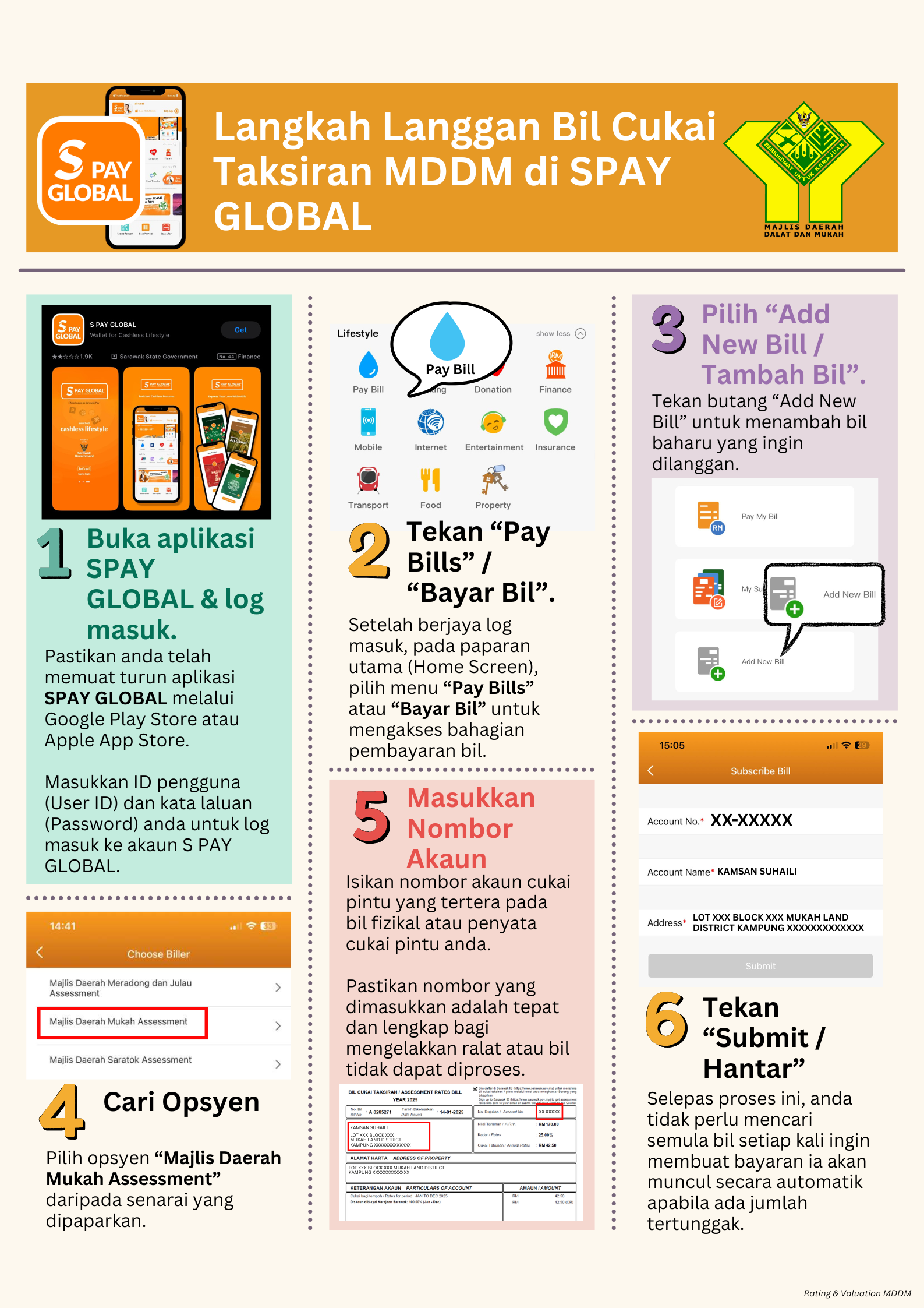 Langkah Langgan Bil Cukai Taksiran MDDM di SPAY GLOBAL