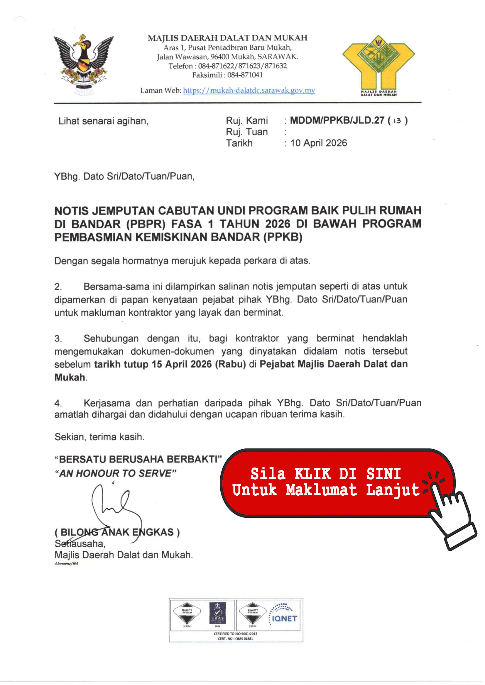 Notis Jemputan Cabutan Undi PPKB 2026
